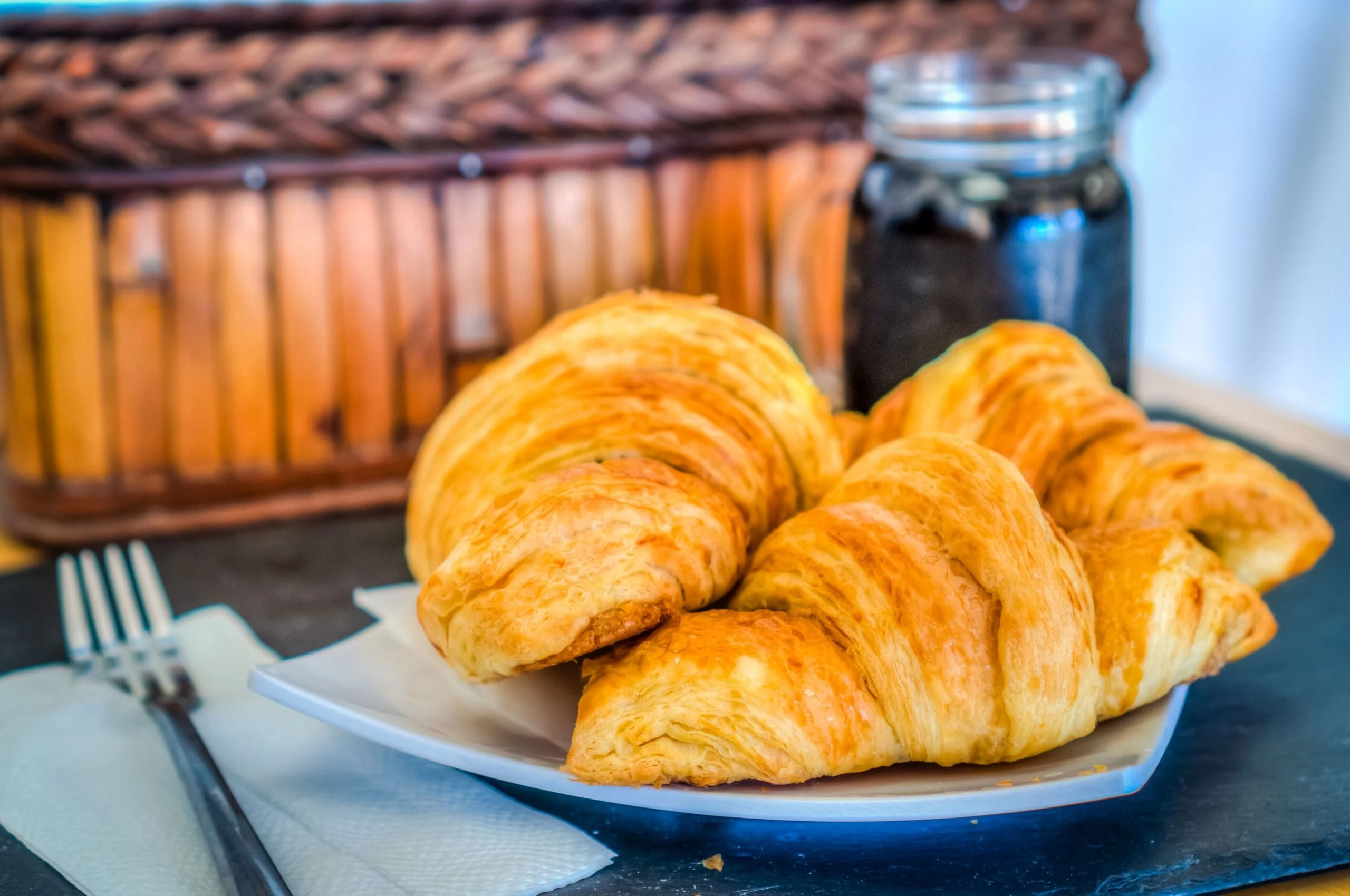 Classic butter croissants ready for the morning rush