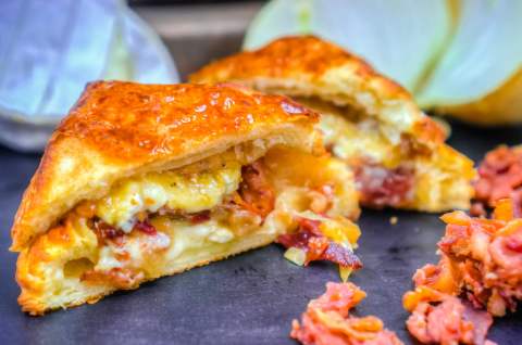 A freshly baked savory sandwich at Buttered Up Bakery